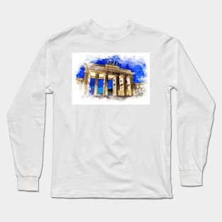 Berlin Germany Watercolor Landscape Art / Deutschland Long Sleeve T-Shirt